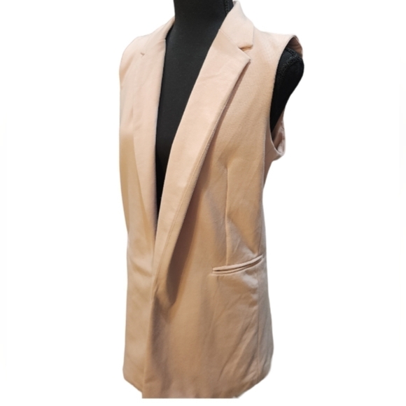 Adrienne Vittadini light blush pink long open front vest sz small - Picture 2 of 5